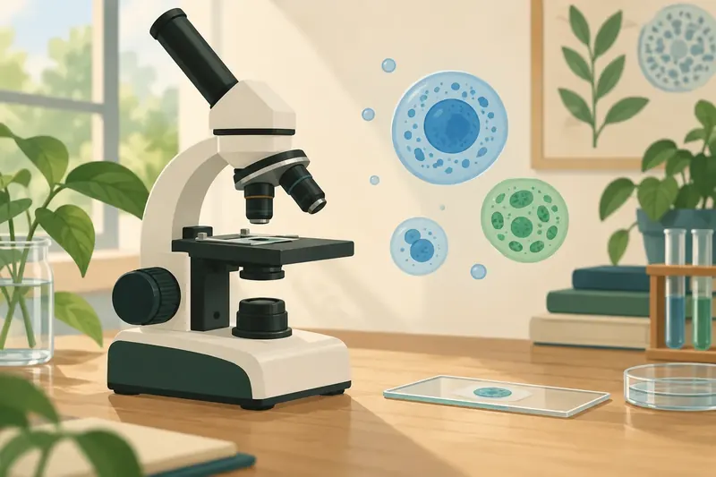 Illustrative science artwork for the cells microscopic life topic