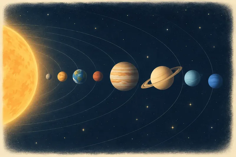 Illustrative science artwork for the solar system topic