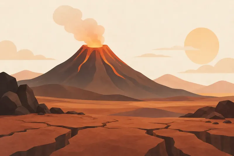 Illustrative science artwork for the volcanoes earthquakes topic